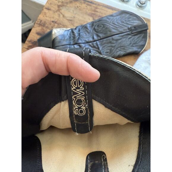 Acme Womens Western Leather Snake Skin Cowgirl Cowboy Boots 0735 9.5 M Black - Picture 16 of 16